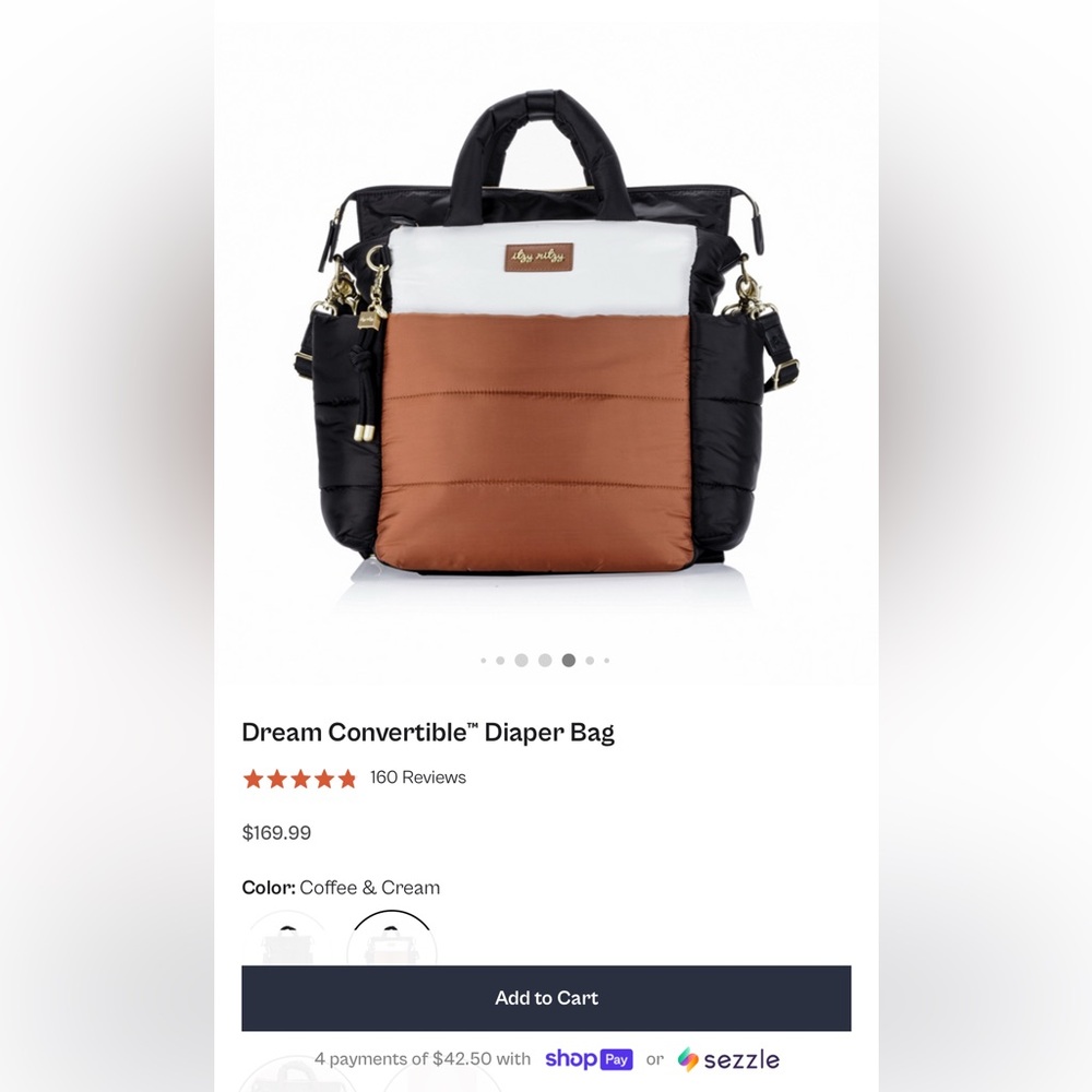Convertible Diaper Bag - Black, Brown, and White